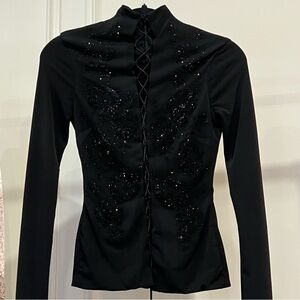 House of CB Black Top with Diamond latice Detail